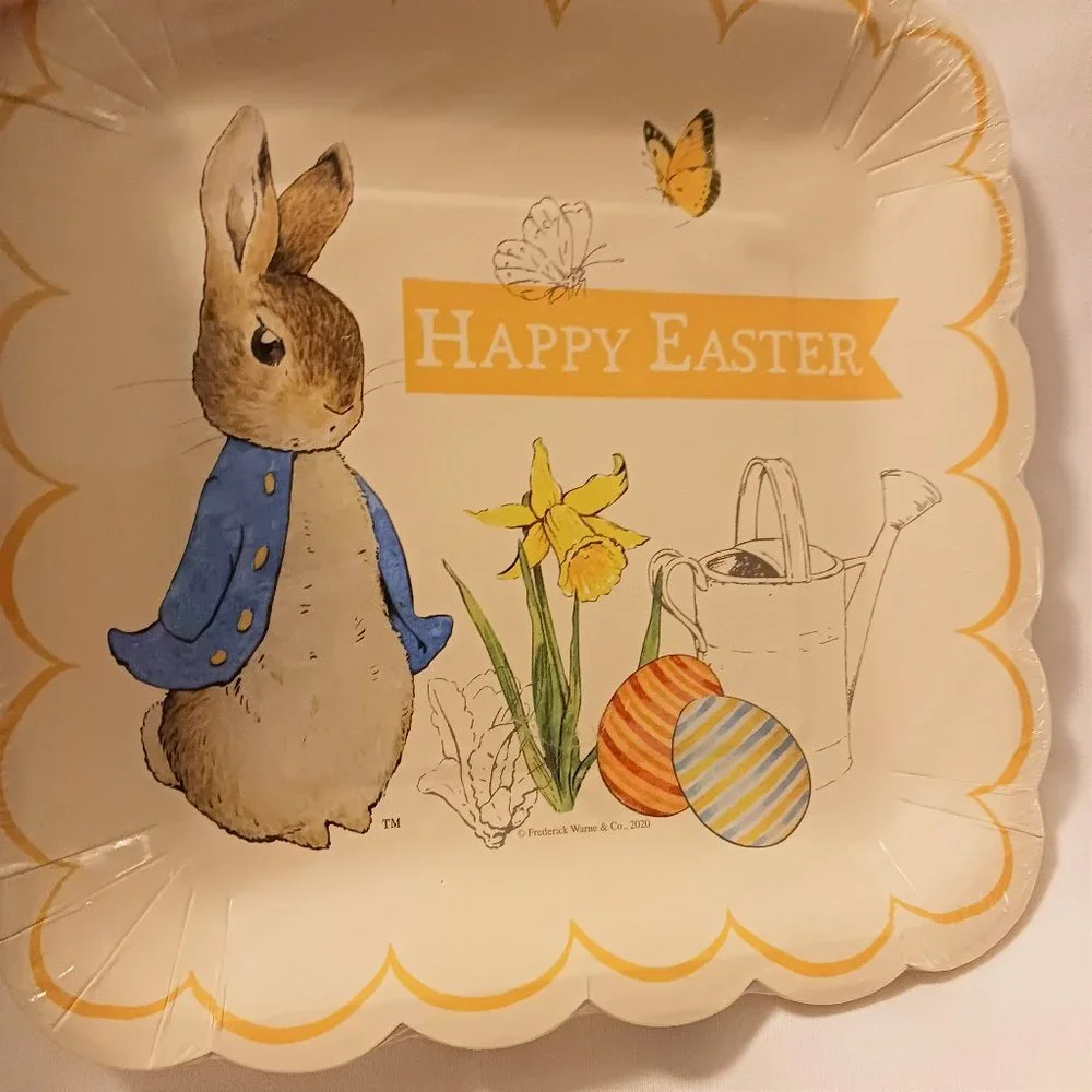 Meri Meri Beatrix Potter Peter Rabbit Yellow Happy Easter 24 Plates 9